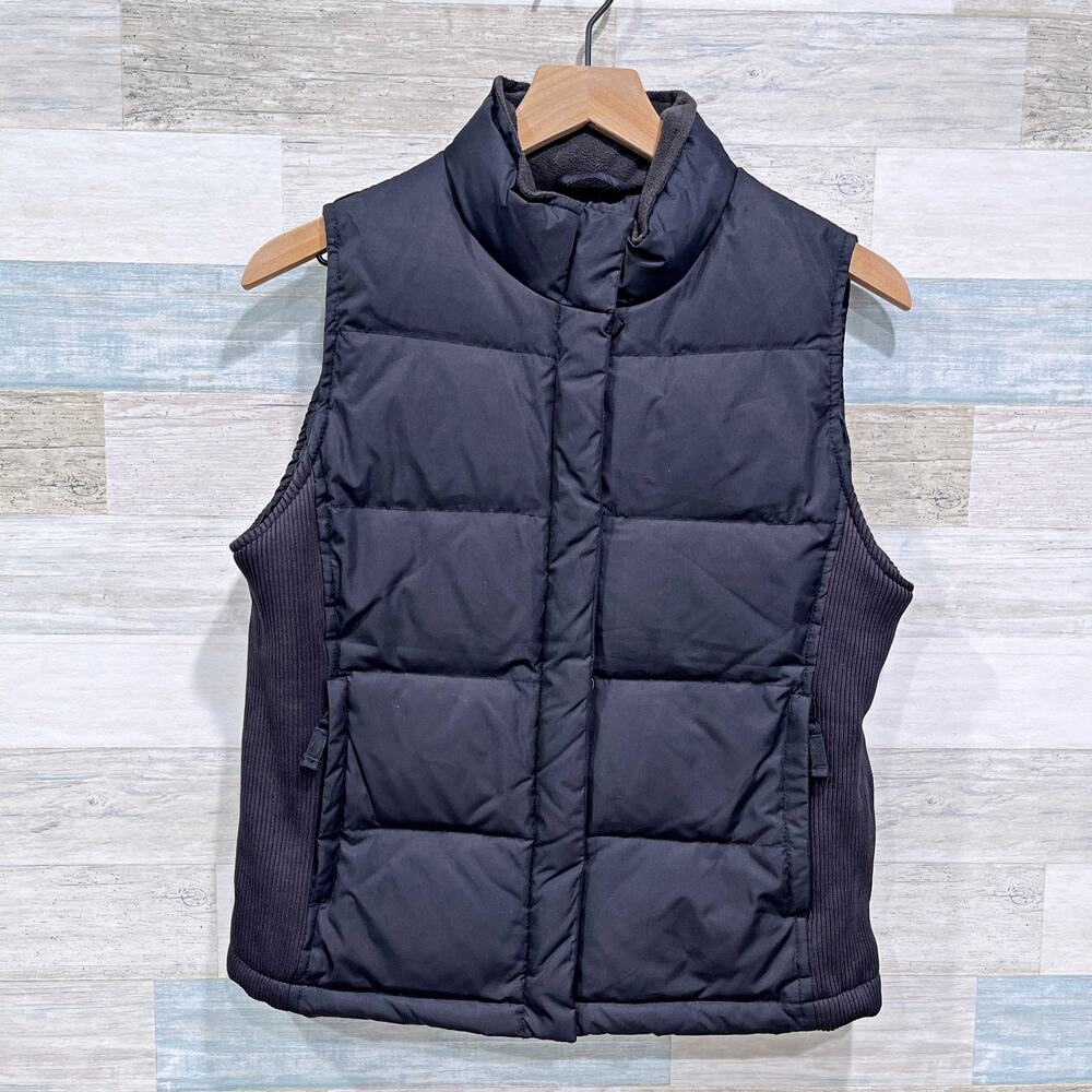 GAP Vintage Y2K Puffer Vest Black Full Zip Down Insulated Pockets Womens XS